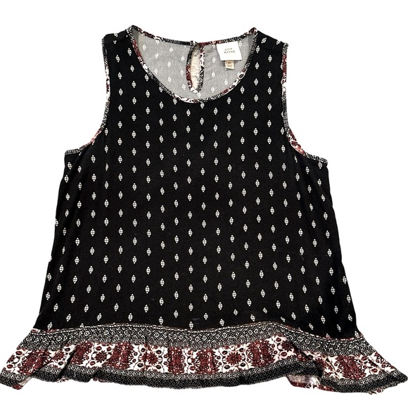 Knox Rose Sleeveless Black Ruffle Bottom Top Size Medium - Picture 1 of 3